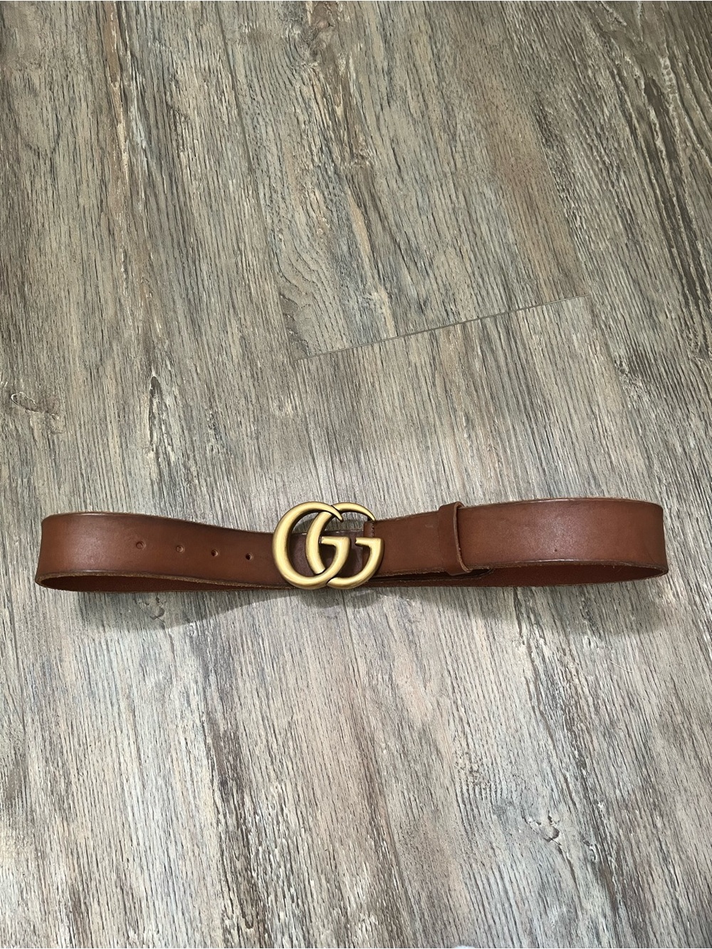 Gucci Brown Leather Belt with Gold Double G Buckle
